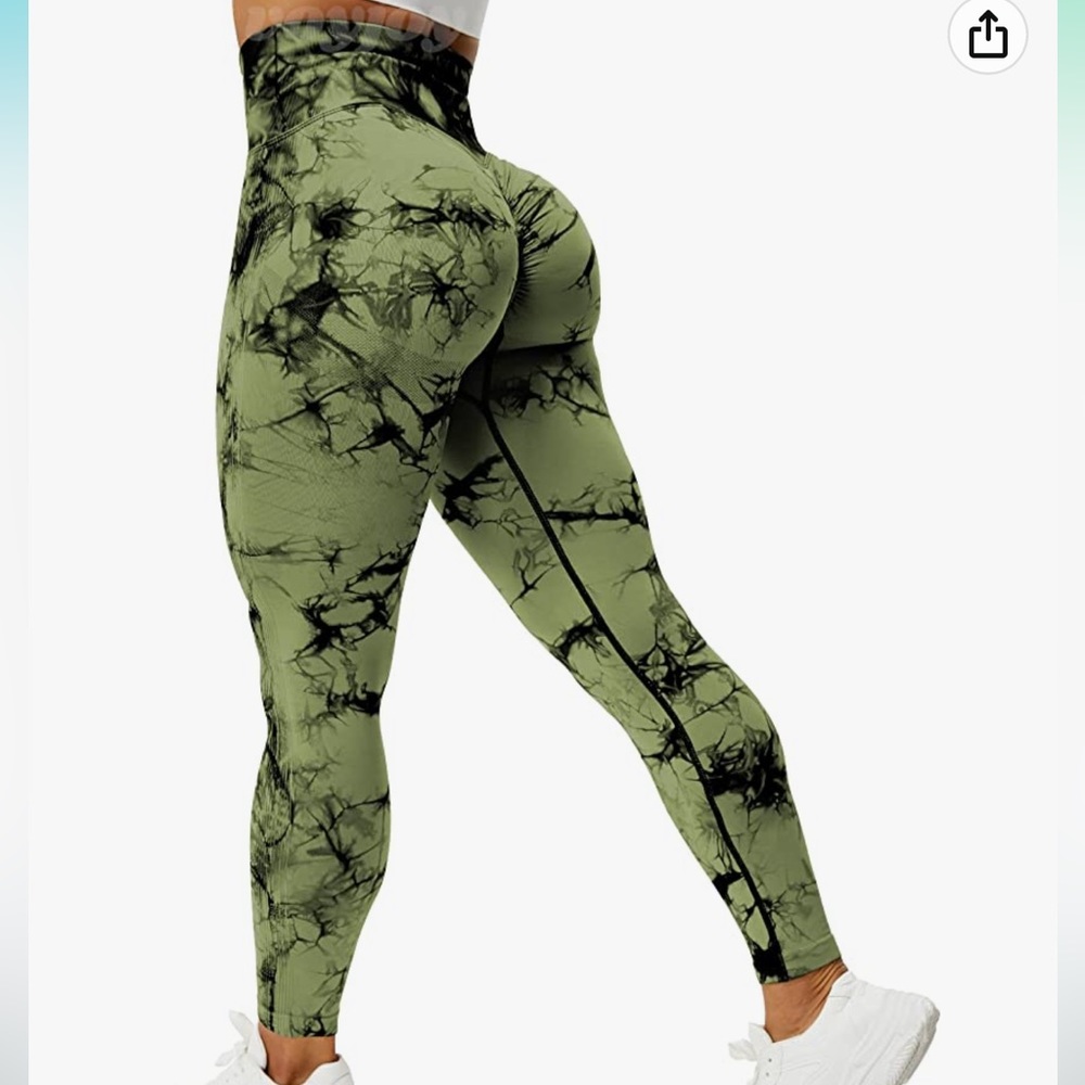 Green Tie Dye Scrunch Leggings
